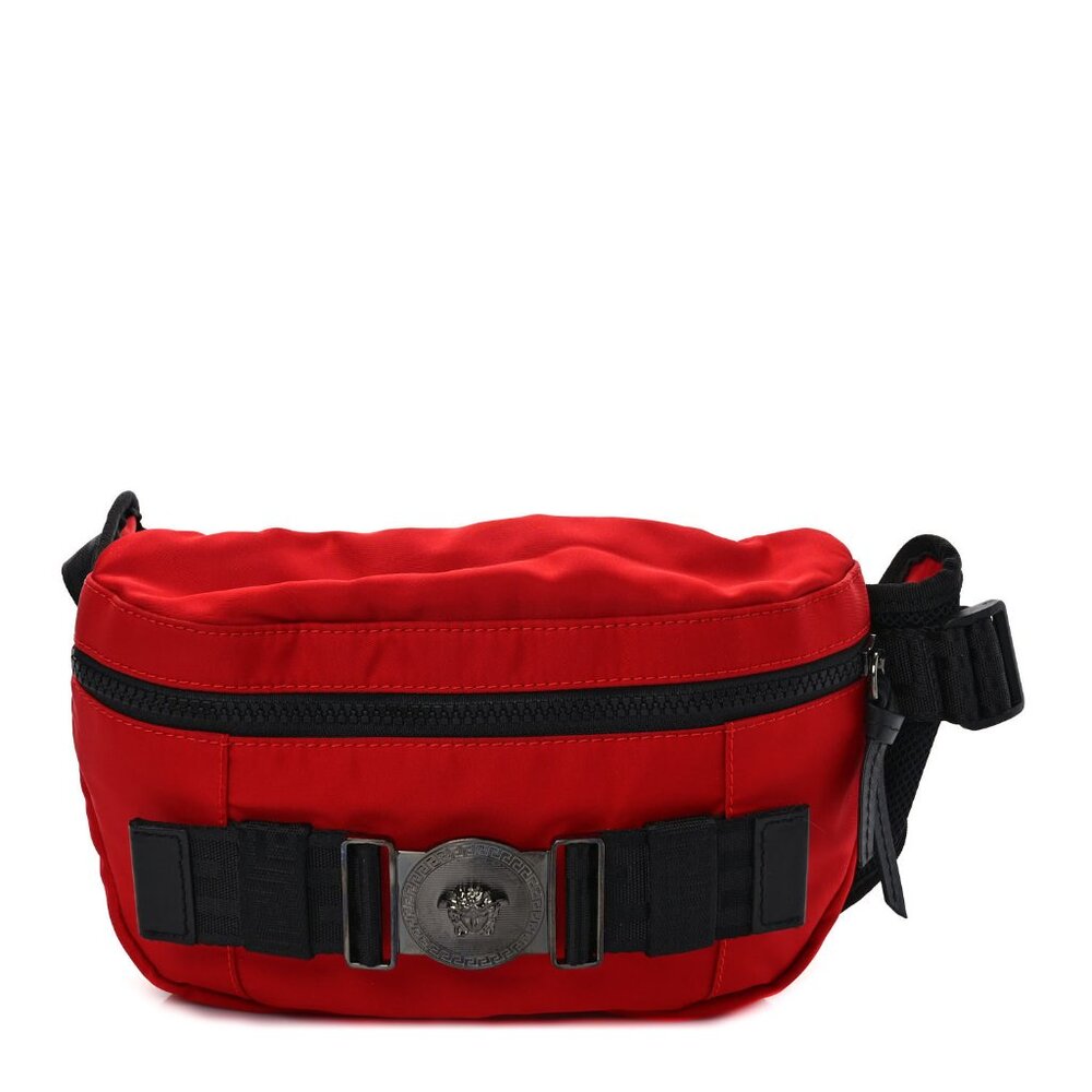 Versace Nylon Palazzo Medusa Red Belt Bag Fanny Pack Bum bag
